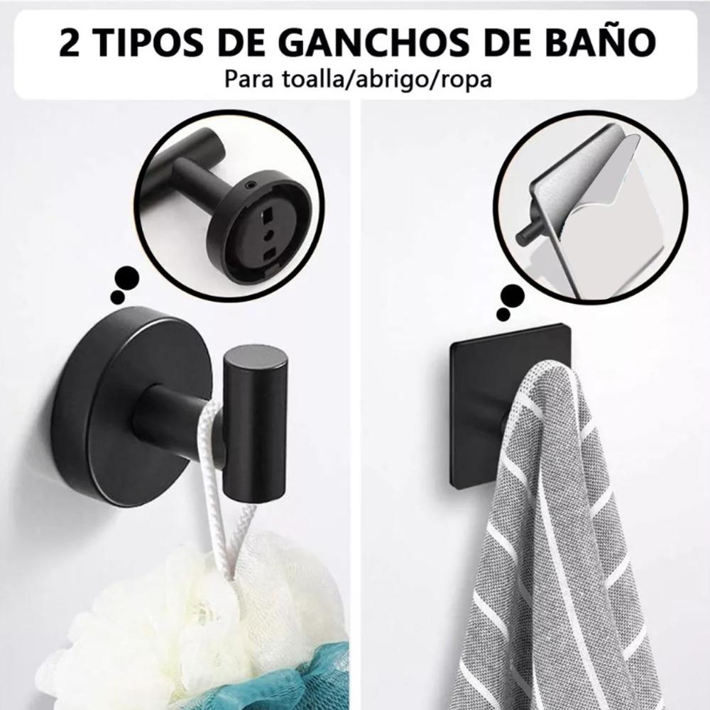 5 PCS Black Bathroom Hardware Set Wall Mounted Towel Rack Set Household Use