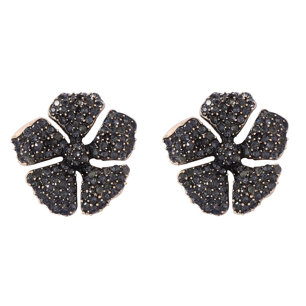 Personalized Medieval Light Luxury High-end Design Sense Alloy Full of Diamonds Unique Flower Stud Earrings Versatile Temperament Accessories