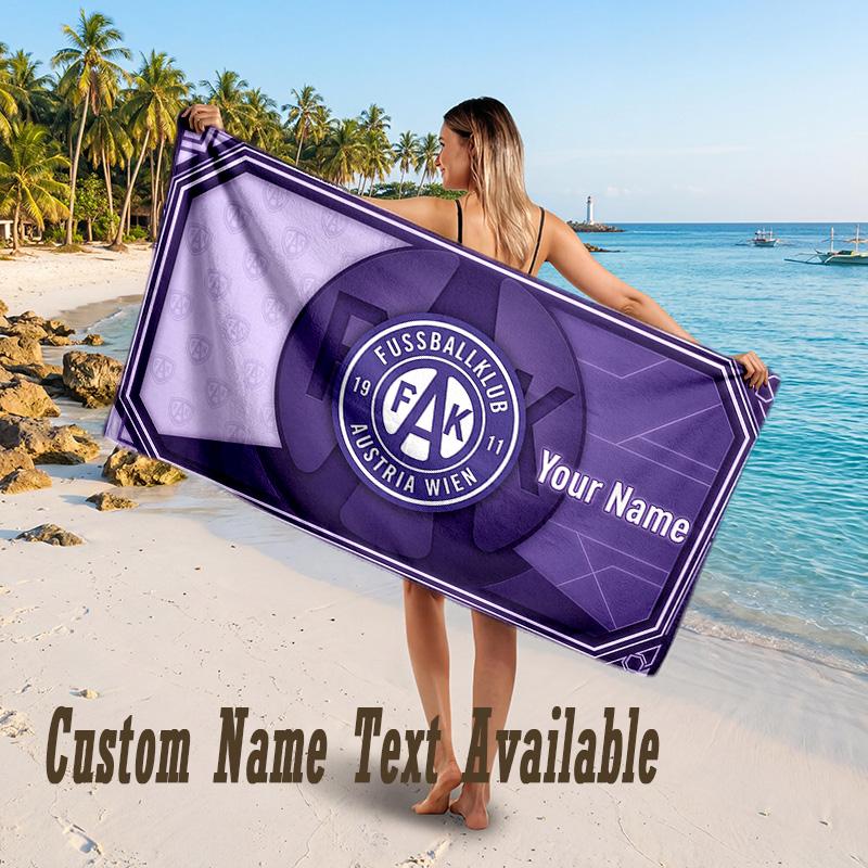 Austria Wien FC Design Beach Towel Custom Text Large Towel for Beach Vacation