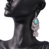 Alloy Style Ethnic Dangle Earrings Featuring Peacock Blue Finish Ladies For