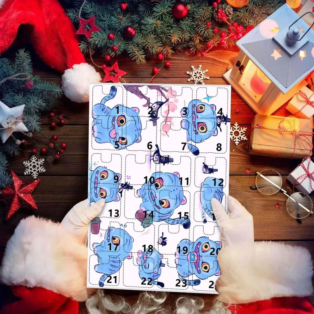 Schlüsselanhänger-Zubehör 24-Tage-Countdown-Kalender Blind Box Schlüsselanhänger Acryl Weihnachtsgeschenk Dämonenjäger Weihnachtskalender
