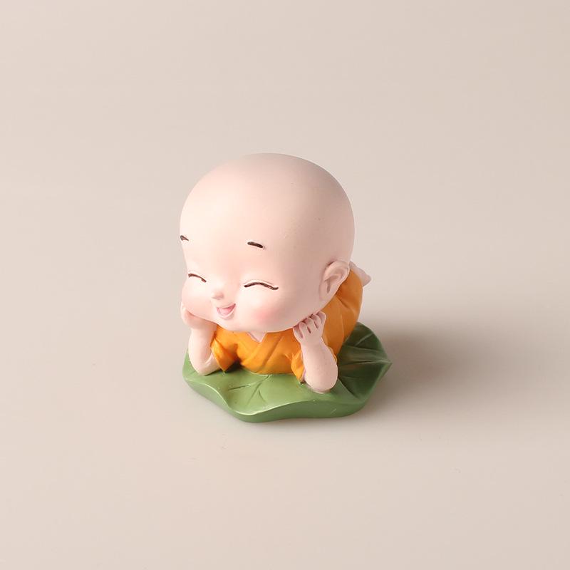 Zen Car Decor: Set of Four Shaking Head Monk Ornaments for Interior Decoration