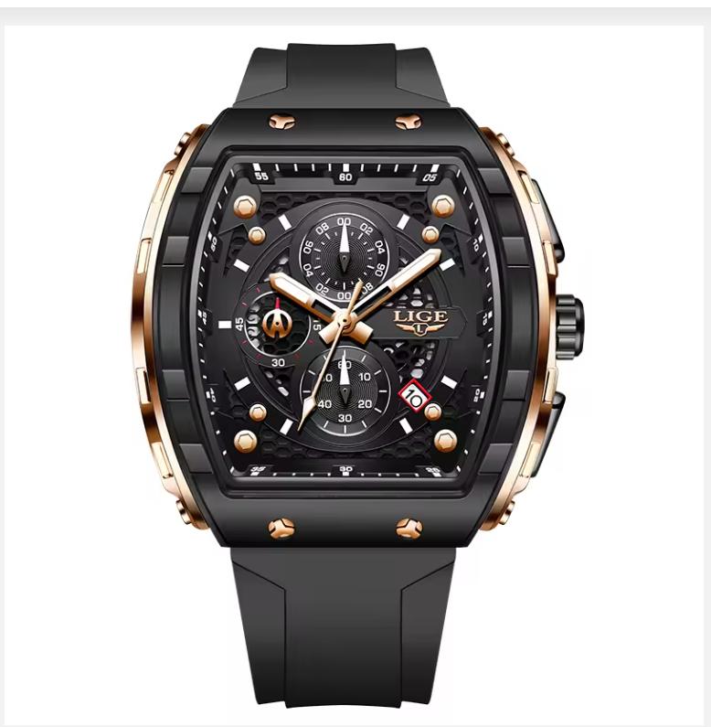 

XIOAMI LIGE Топ Бренд Розкішні Квадратні Кварцові Годинники для Чоловіків Мода Повсякденний Спорт 50М Водонепроникний Чоловічий Годинник Автоматична Дата Військовий Хронограф