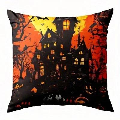 Spooky Halloween Castle-Printed Pillowcases: Create Haunted Vibes! Sofa Cushion Cover Holiday Party Decoration Gift