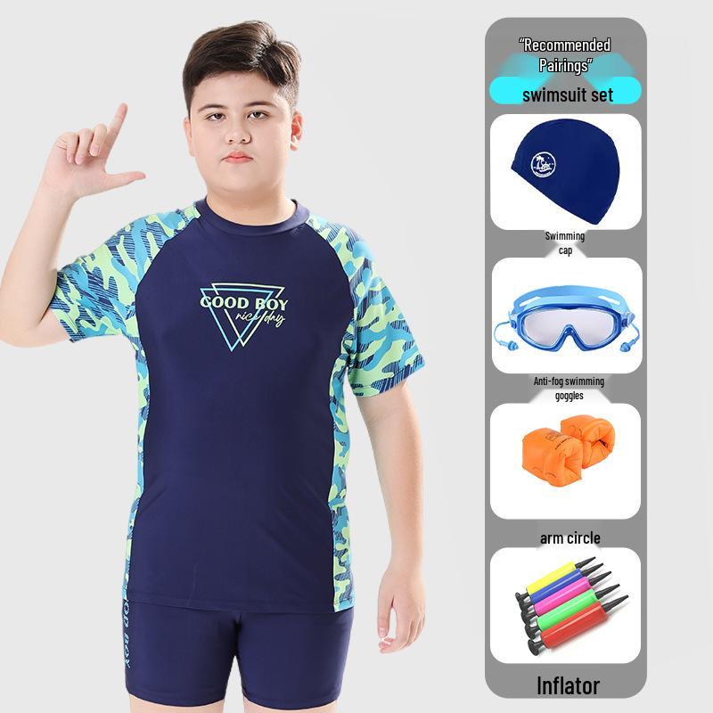 2025 Plus Size Teen Kids Extra Wide Swimwear - Quick Dry & Sun Protection