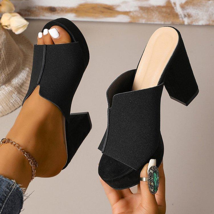 

Большого размера крутые шлепанцы с рыбьим ртом, повседневные летние новые европейские и американские модные шлепанцы на толстом каблуке и толстой подошве, на высоком каблуке, крутые шлепанцы для женщин 42