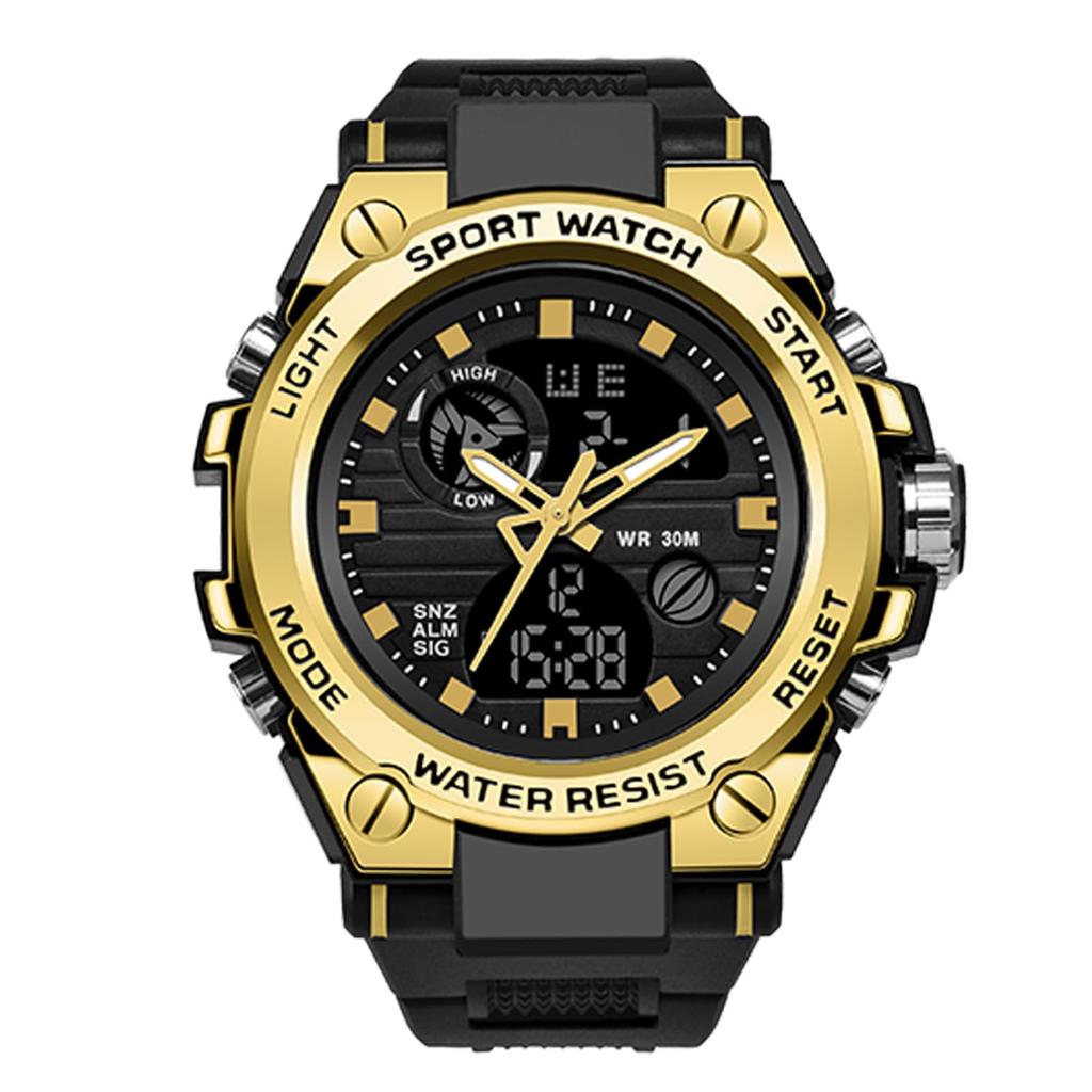 RORIOS Analog-Digital Watch Men's Chronograph Stopwatch Date Day Display Waterproof LED Night Light Multifunctional Shock Resistant Quartz Popular