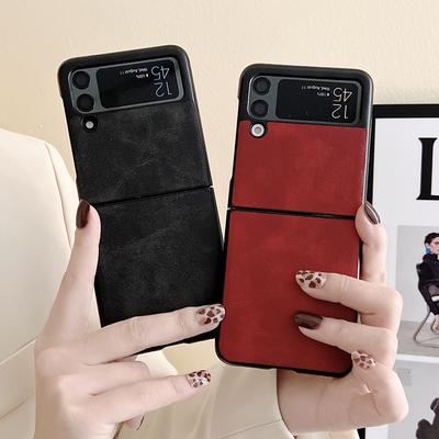 Luxusní Pu kožené pouzdro na telefon Samsung Galaxy Z Flip 3 5g Hard Pc Slim Back Cover For Z Flip3