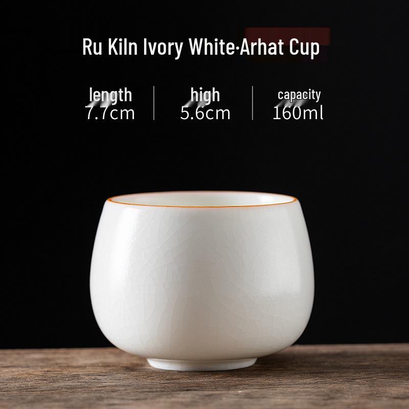 Beige Ru Kiln Large Capacity Ceramic Tea Cup - Gongfu Tea Tasting Set
