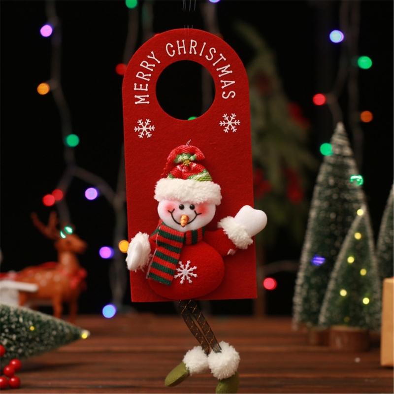 Stylish Santa Door Knob Hanger Lovely Figurine Door Handle Hanging Ornament Durable Christmas Festival Adornment