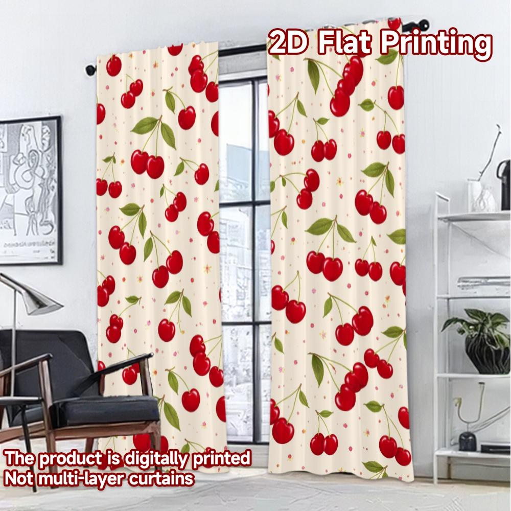 2D FLAT PRINTING 2pcs Curtains (Without Rod) Cherry Blossom Delight Popular Creative Curtains Machine Washable Fabric Curtains
