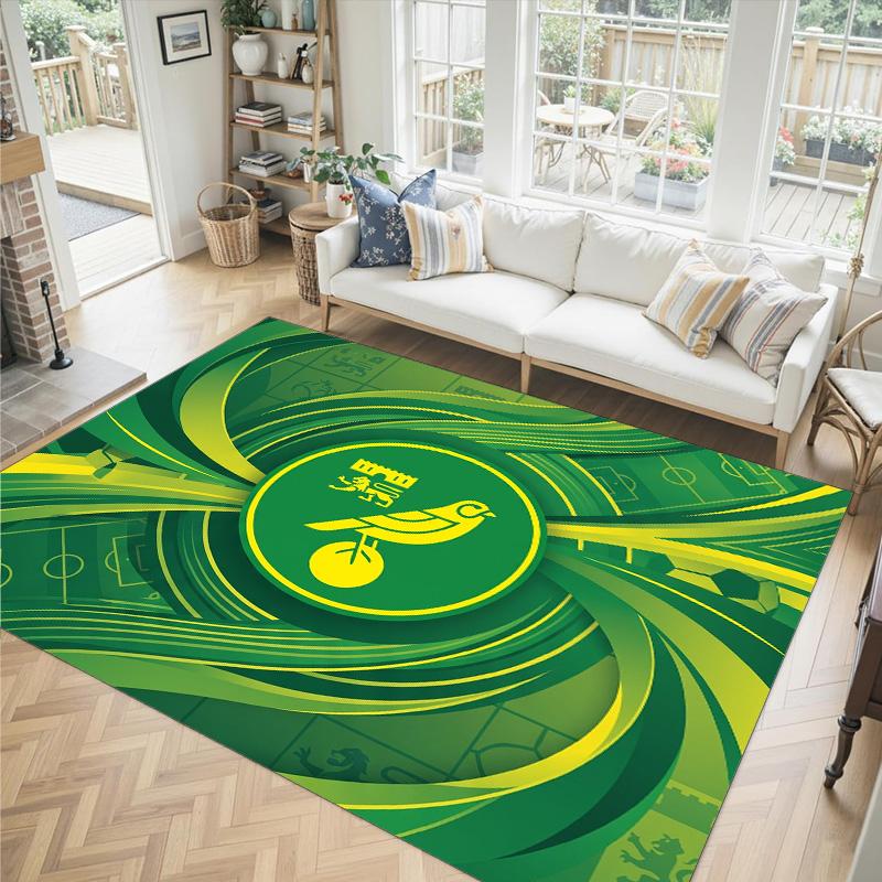 Norwich City Fußball Design Kristall Samt Teppich Gemütlich Nicht?Rutschfester Teppich mit Aufdruck für Schlafzimmer Wohnzimmer Eingang