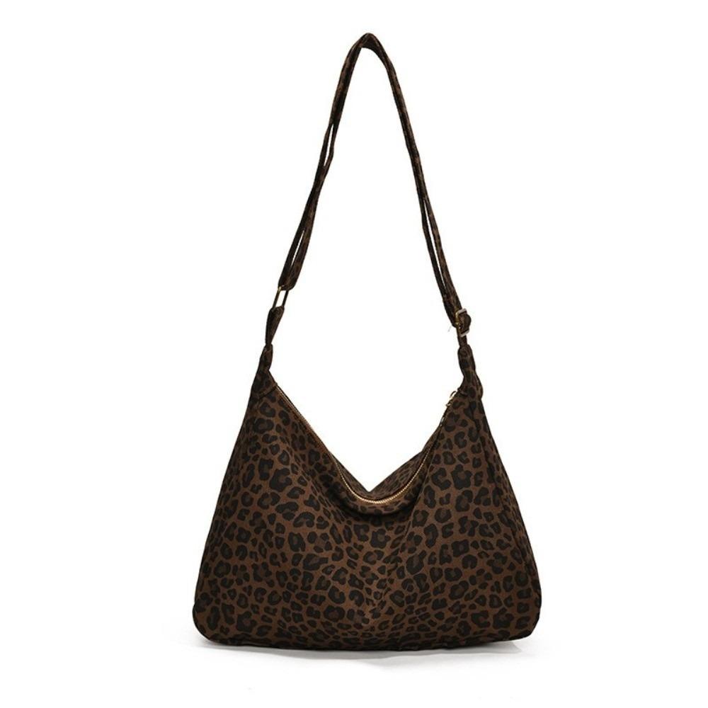 

Cloth Canvas Crossbody Bag Korean Style Women s Handbag Retro Leopard Print Shoulder Bag Girl кофейный