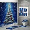 4PCS  Shower Curtain Sets With Shower Curtain And Rugs Toilet Lid Rug U Shape Mat And Bath Mat Bathroom Set  With 12 Hooks