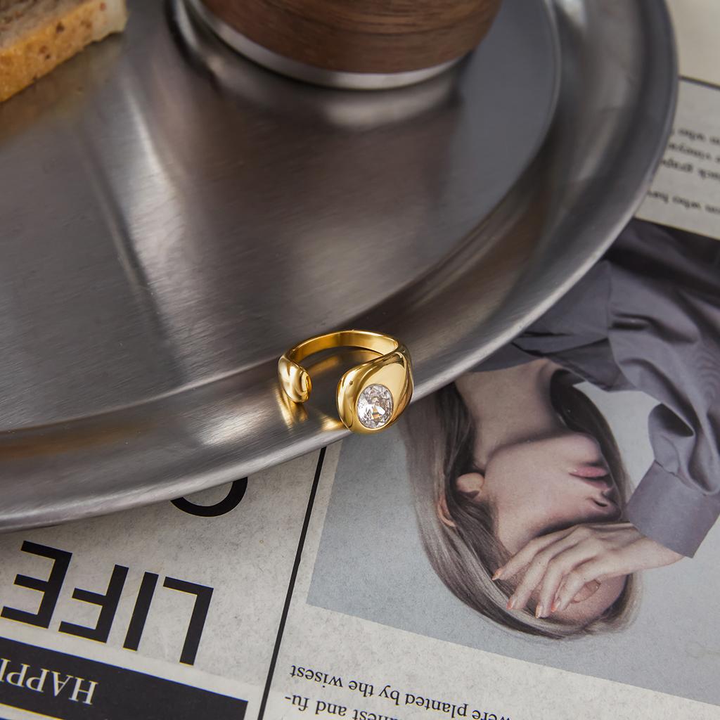 Yori Fashion Stainless Steel Open Ring Golden PVD Ring for Women Delicate Trendy Finger Jewelry Accessories Wholesale
