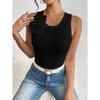 Damen Europäischer Stil 3D Blumen Dekoration Einfarbig Ärmellos Crop Tanktop