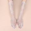 2pcs Sheer Lace Arm Length Gloves Wedding Women Fancy Short Tulle Mittens for Various Special Occasion