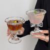 Modern Cartoon Bow Glass Water Cup with Stripes Perfect for Drink Lovers