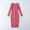 Elegant V-Neck Long Sleeve Dress - Sexy Hip-Hugging Mid-Length Skirt for Women, Perfect for Spring and Autumn.
