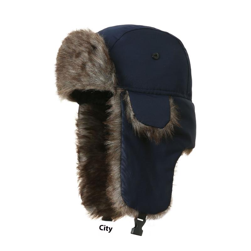 Men'S Warm Soldier Hat Winter Pilot Patrolman Earmuffs Polyester Fiber Warm  Ski Hat Windproof Cold Hats