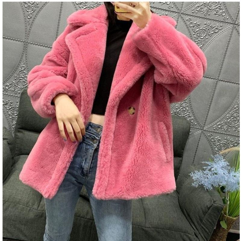 

Пальто-тедди из стриженой овечьей шерсти, пальто из гранулированного искусственного меха, длинное женское легкое новое зимнее 3XL