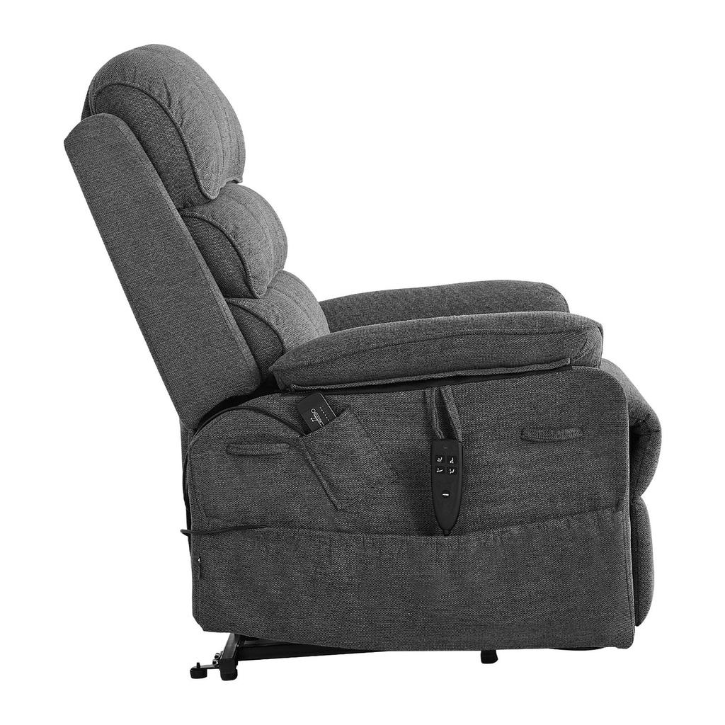 Power Lift Recliner Chair, Dual Motor, Medium Electric Lift Chair with Heat and Massage for Elderly, Infinite Position Adjustment, Chenille Fabric,