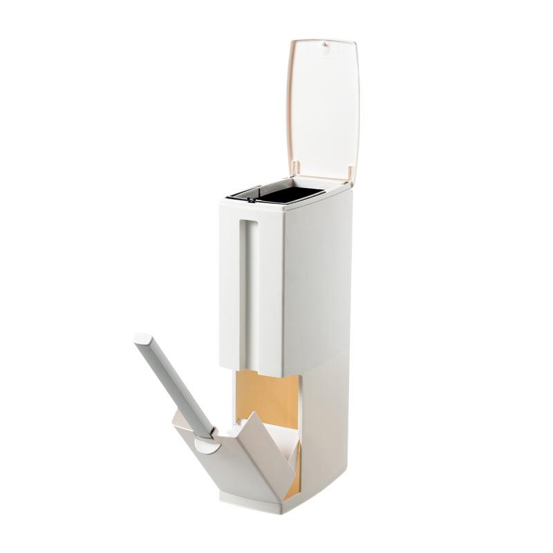 Japanese Style Push Type Lid Bathroom Simple and Fashionable Bathroom Square Paper Basket Toilet Brush Integrated Trash Can Original accessories toil