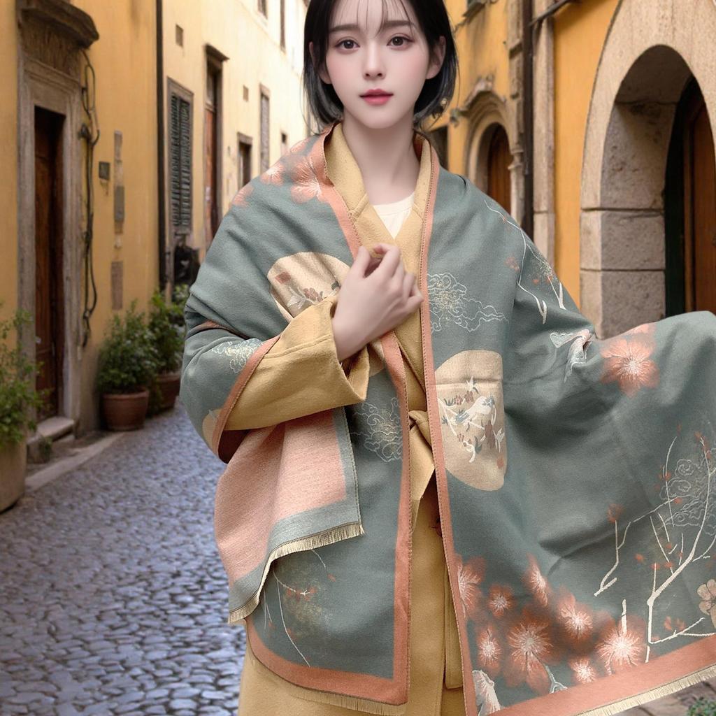 Liu Yifei Langer Schal Damen Winter Halswärmer - Hochwertiger Kaschmir-Imitat Strickschal