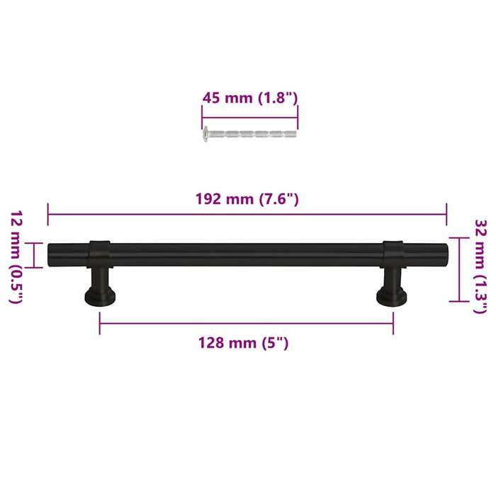 VidaXL Poignées d'Armoire 10 pcs, Poignées de Placard, Poignées en Forme de T Cuisine Maison Intérieur, Noir 128 mm Acier 155422