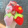 Cute Hand Woven Woolen Strawberry Flower Keychain Car Key Jewelry Pendant Women's Bag Decoration for Girls Gift