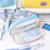 Cotton Linen Pencil Case Large Capacity Dopamine Style Students Cute