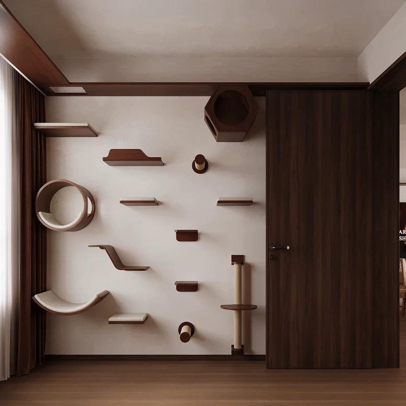 Cat-shaped Wall Shelf Natural Wooden Wall Shelf Wall-mounted Shelf Suitable for Living Rooms For Use with Pets