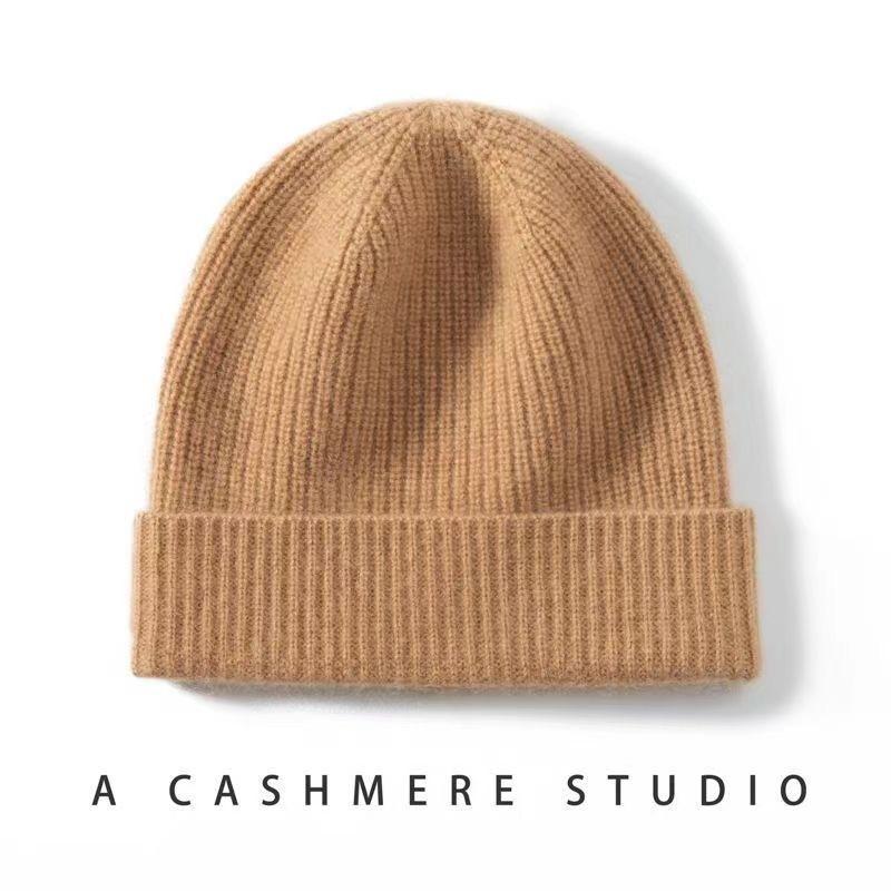 Autumn and Winter Popular% Cashmere Hat Women's New Winter Knitted Hat Warm Ear Protection Versatile Wool Bag Head Hat