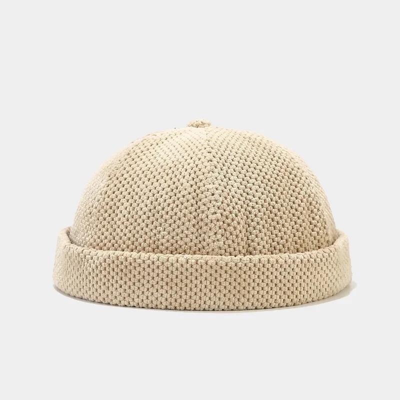 2024 Men Women Retro Dome Melon Brimless Beanie Cap Unisex Novelty Skullcap Sailor Trendy Color Elastic Panels Docker Cotton Hat