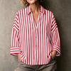 Women's Striped Lapel Button Down Long Sleeve Blouse Loose Fit for Work