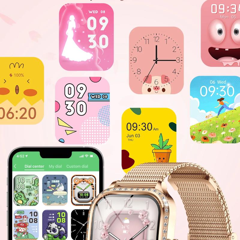 2025 Ny Mote Smart 1.75" HD Skjerm Klokke Kvinner AMOLED Buet Skjerm IP68 Vanntett Helse Anrop Smartklokke Apple Watch Damer for Dame Gave