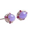 Classic New In Natural Chalcedony Violet Earings Stud  Inlaid Exquisite Pink Crystal Earrings For Women Wedding Jewelry