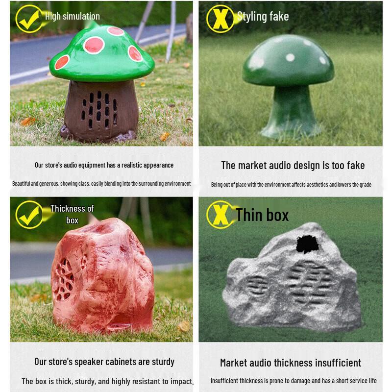 QIASHENG Outdoor Waterproof Stone Garden Speaker CN plug (adapter included) (CN version)