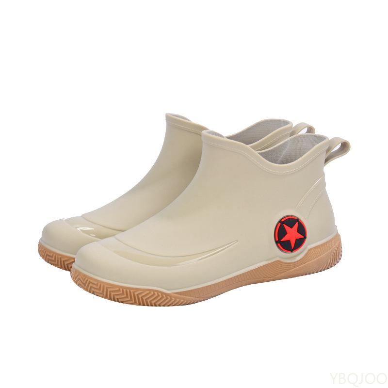 Fashion New Short Tube Low Top Anti Slip Waterproof Men's Rain Boots Popular Flat Bottomed Sleeve Men's Rain Boots