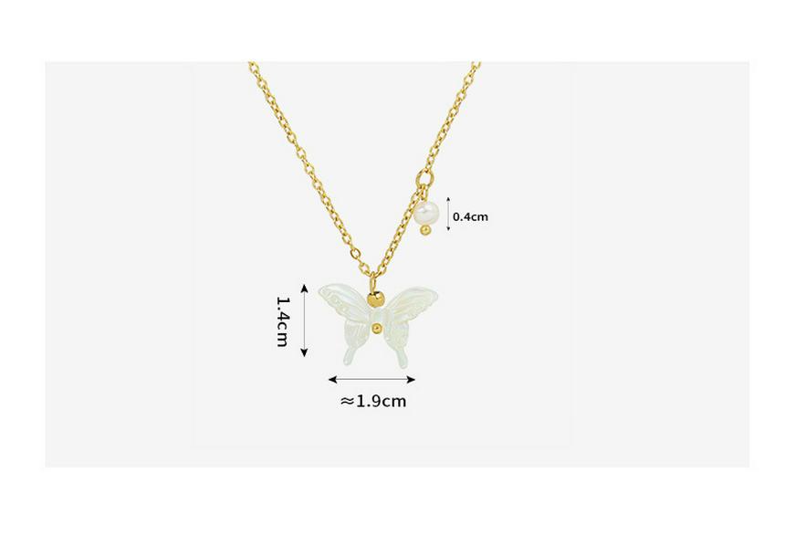 Seashell Carved Butterfly Pearl Necklace - Korean Style Pendant Jewelry