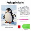 DIY Framed Pearl Painting Kit Penguin Pattern 3D Sparkling Bead Art Canvas Elegant Home Wall Decor Gift for Women and Craft Lovers