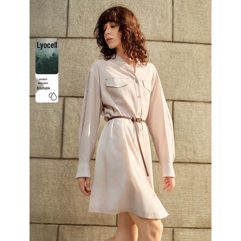 ELLE Textured Linen Blend Shirt Dress S