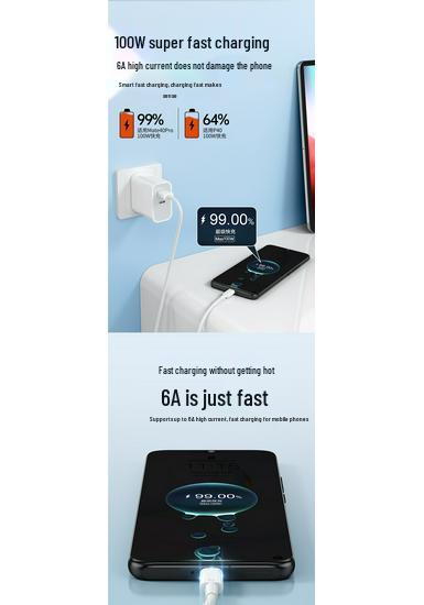 Tafik Type-C Cable for Huawei 6A Fast Charging: Compatible with P70, P30, P40, Mate, Honor, Nova7.