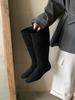 Low-heeled suede square-toed boots for women, new in autumn and winter, but knee-high boots, sleeves, fashion boots for women