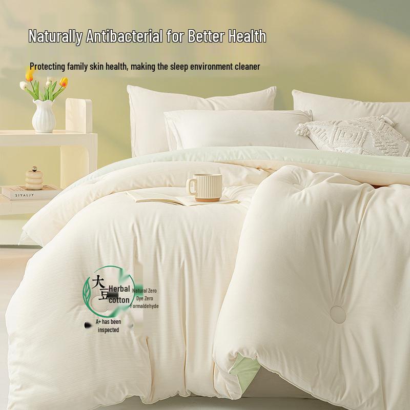 Thickened Soybean Fiber Quilt - Warm, Cold-Proof Bedding for Dormitory - Double-Sized, Perfect for All Seasons.
