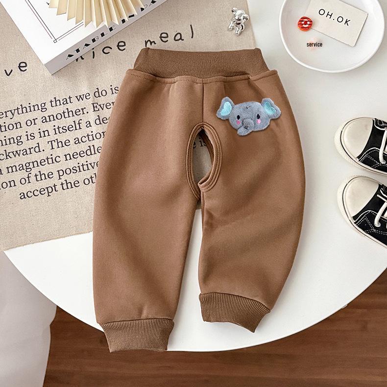Pantalones de chándal para bebé con entrepierna abierta y forro polar: Ropa Gruesa y Cálida de Otoño/Invierno para Niños y Niñas