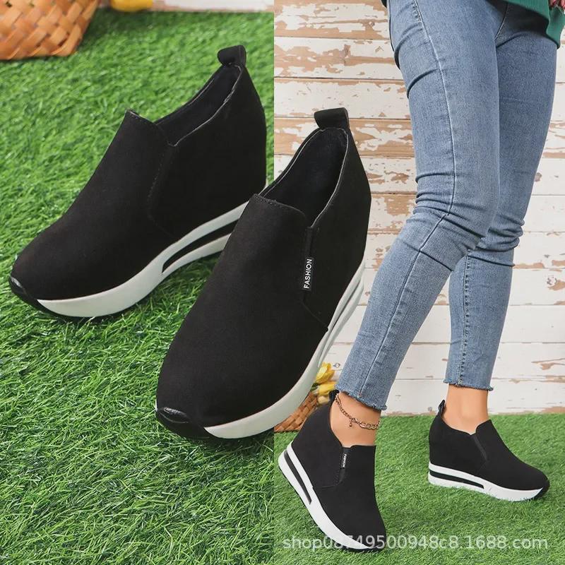 Women's Platform Loafers: New Style with Thick Soles and Raised Heels, Mid-Heeled Casual Shoes