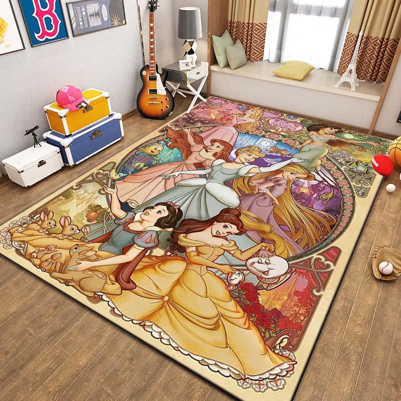 Beautiful All Princess Theme Cartoon Carpet for Living Room Bedroom Sofa Doormat Decor Rug Kid Non-slip Floor Mat Girl Nice Gift