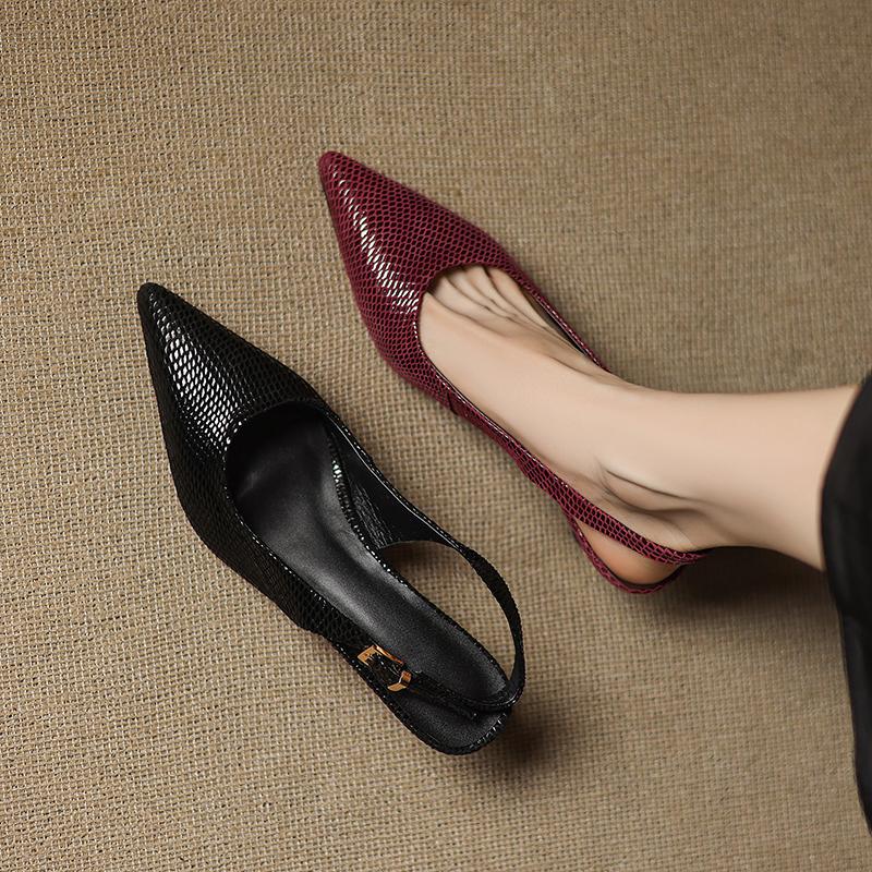 Fashion 2025 New Summer Sandals Pointed Toe Sandals Genuine Leather Women Shoes Handmade Gladiator Ladies Shoes Stiletto High Heel