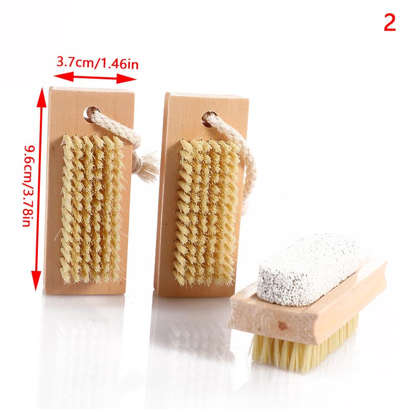 Wooden Cleaning Nail Brushes Manicure Pedicure Soft Remove Dust Nail Brushes File Care Tools With Hanging Rope Exfoliating